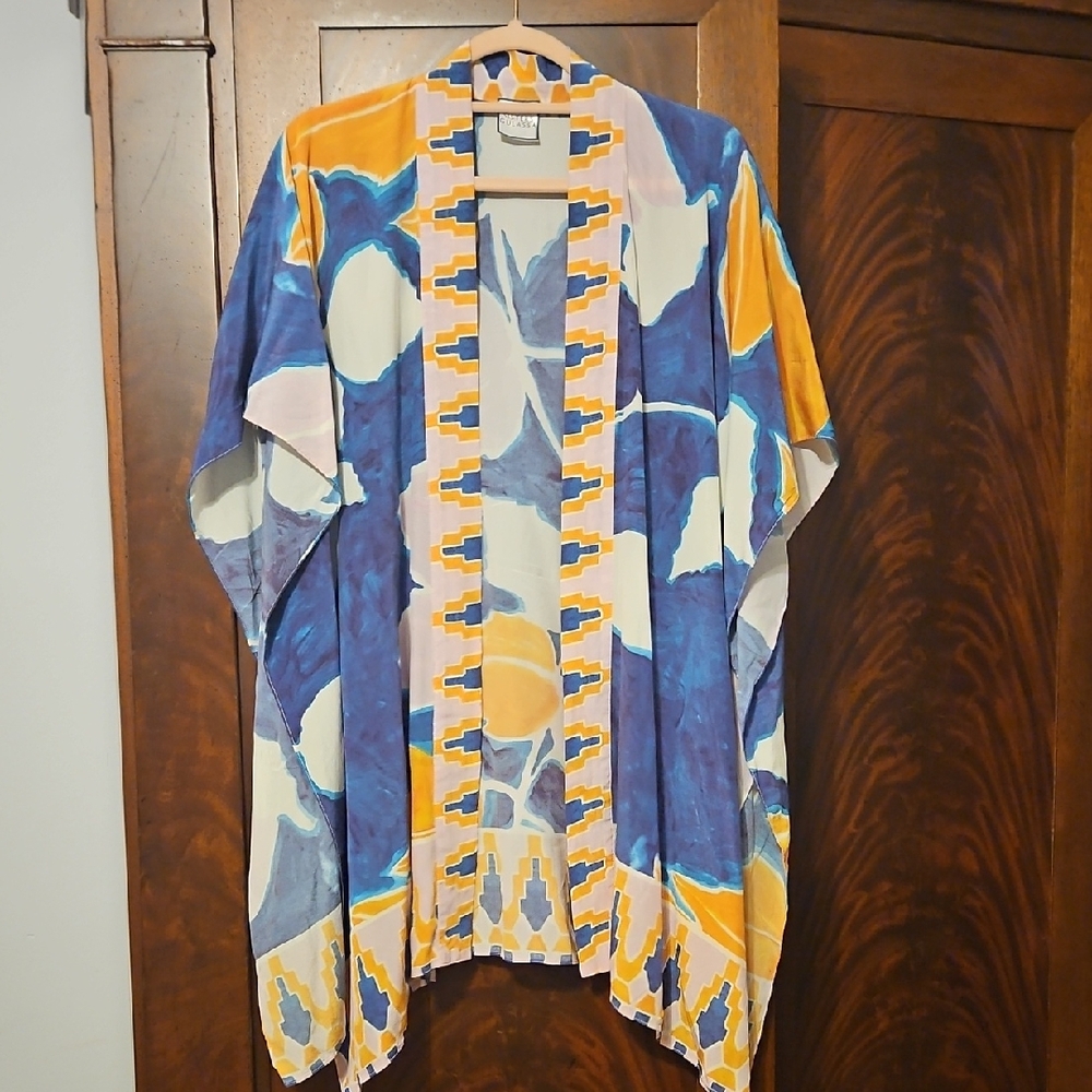 Vibrant Blue and Orange Kimono